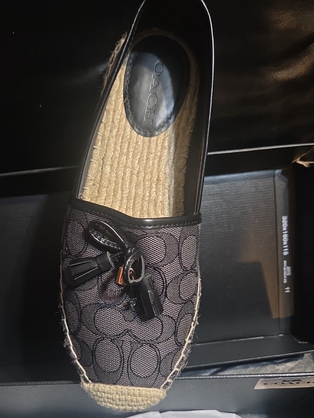 Coach Women Black Signature Jacquard Tassel Espadrille